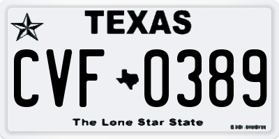 TX license plate CVF0389