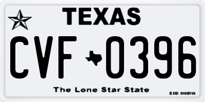 TX license plate CVF0396