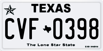 TX license plate CVF0398