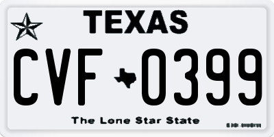TX license plate CVF0399
