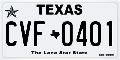 TX license plate CVF0401