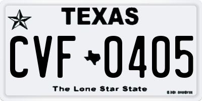 TX license plate CVF0405