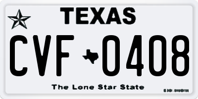 TX license plate CVF0408