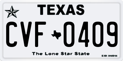 TX license plate CVF0409