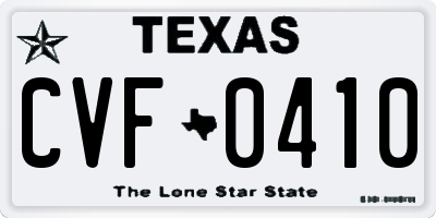 TX license plate CVF0410