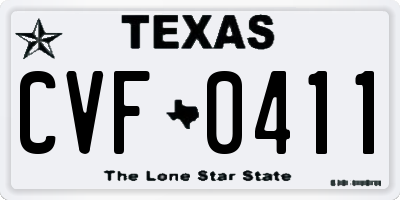 TX license plate CVF0411