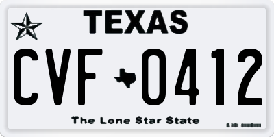 TX license plate CVF0412