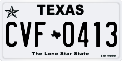 TX license plate CVF0413