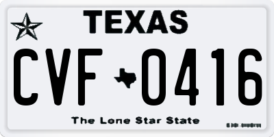 TX license plate CVF0416