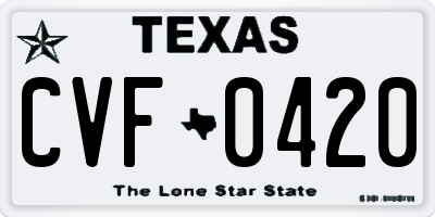 TX license plate CVF0420