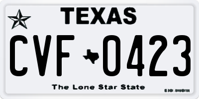 TX license plate CVF0423