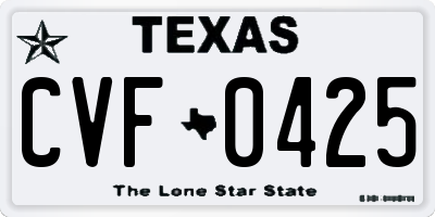 TX license plate CVF0425