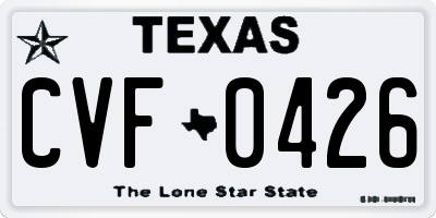 TX license plate CVF0426