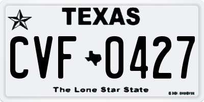 TX license plate CVF0427