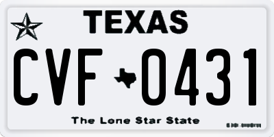 TX license plate CVF0431