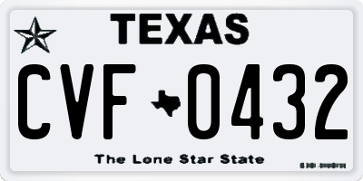 TX license plate CVF0432