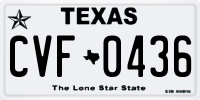 TX license plate CVF0436