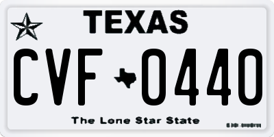 TX license plate CVF0440