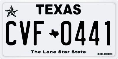 TX license plate CVF0441