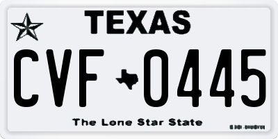TX license plate CVF0445