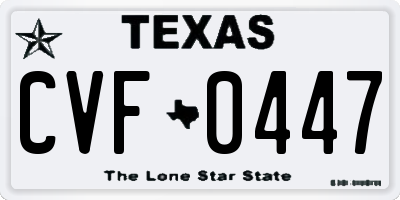 TX license plate CVF0447
