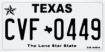 TX license plate CVF0449