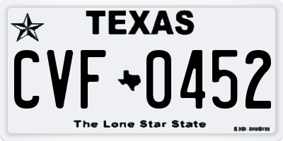 TX license plate CVF0452