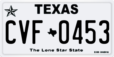 TX license plate CVF0453