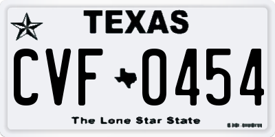 TX license plate CVF0454