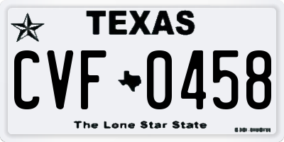 TX license plate CVF0458