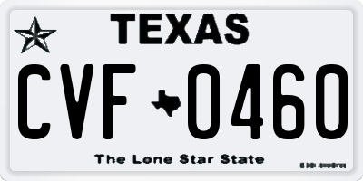 TX license plate CVF0460