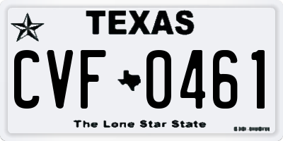 TX license plate CVF0461