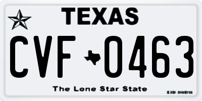 TX license plate CVF0463