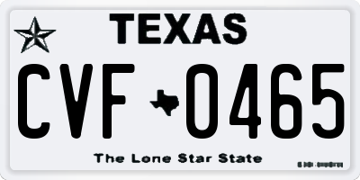 TX license plate CVF0465