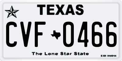 TX license plate CVF0466
