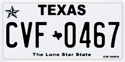 TX license plate CVF0467