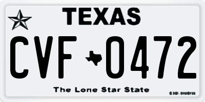 TX license plate CVF0472