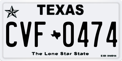 TX license plate CVF0474