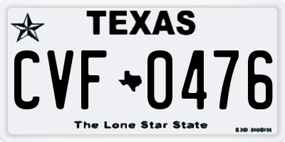 TX license plate CVF0476