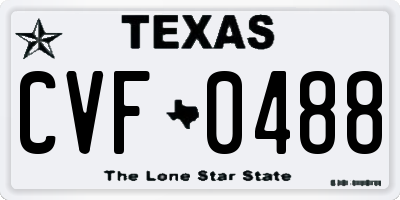 TX license plate CVF0488