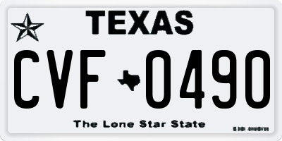 TX license plate CVF0490