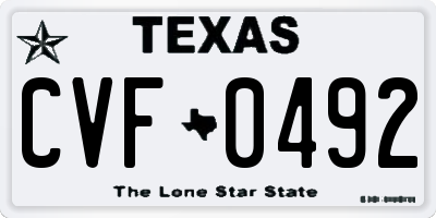 TX license plate CVF0492