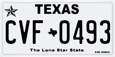 TX license plate CVF0493