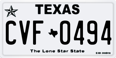 TX license plate CVF0494