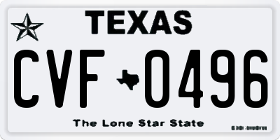 TX license plate CVF0496