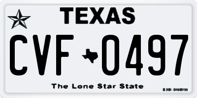 TX license plate CVF0497