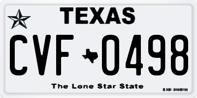 TX license plate CVF0498