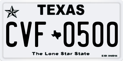 TX license plate CVF0500
