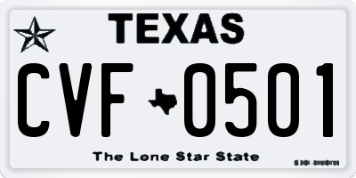 TX license plate CVF0501