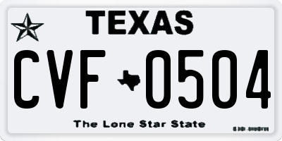 TX license plate CVF0504